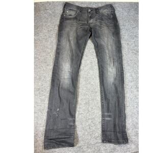 Vintage Y2K Evisu Straight Jeans Mens 34 Gray Denim Faded Hip Hop Baggy Relaxed